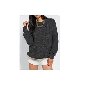 Urban Outfitters Heather Grey Cable Knit Sweater